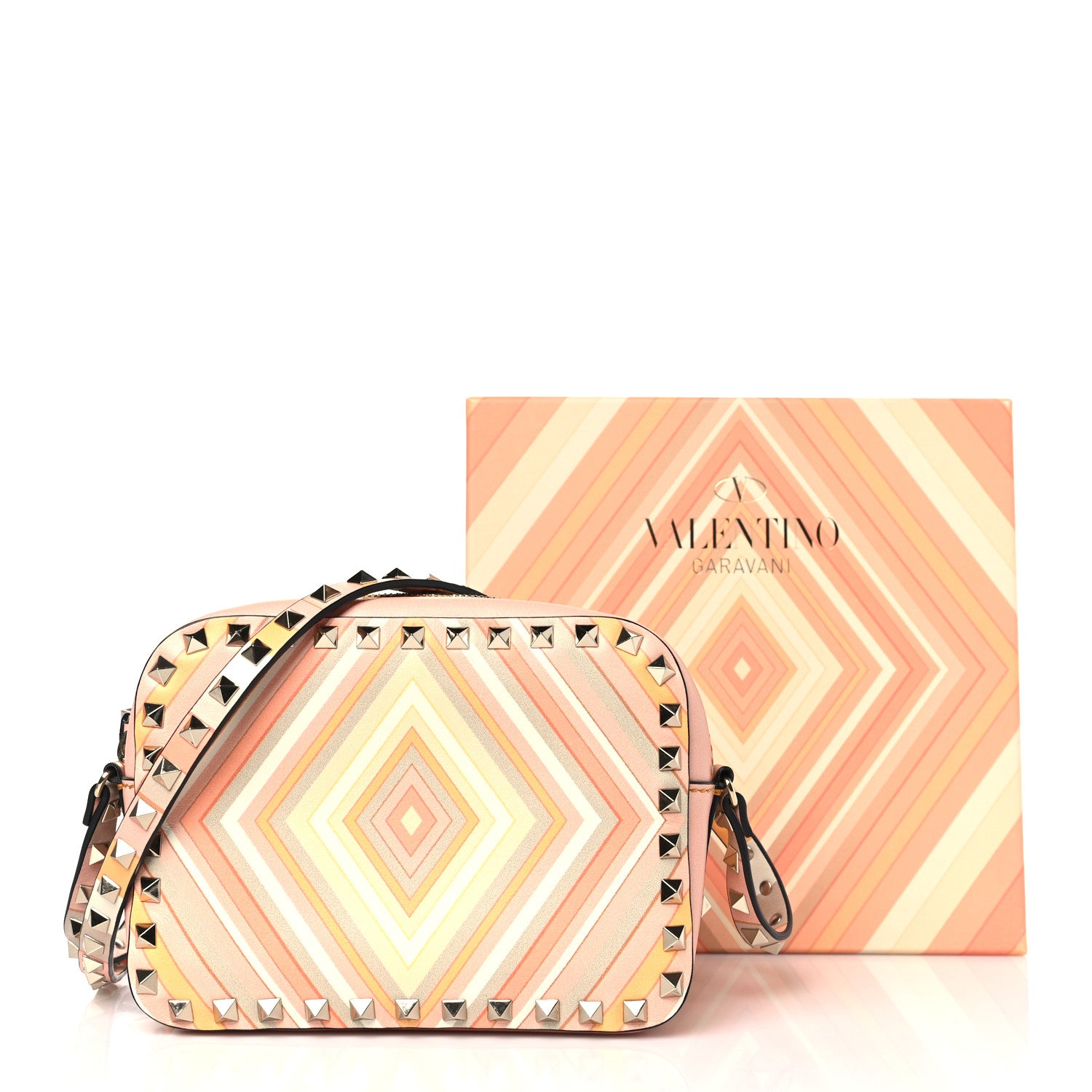 Valentino Garavani Vitello Native Couture 1975 Rockstud Camera Crossbody Bag Orange Multicolor 9 of 9