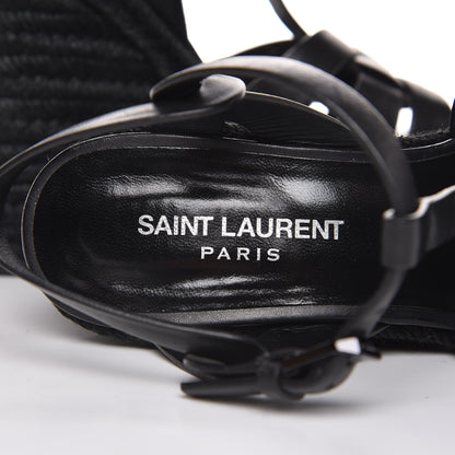 Saint Laurent Calfskin 85 Platform Espadrille Wedge Sandals 36 Black 5 of 8