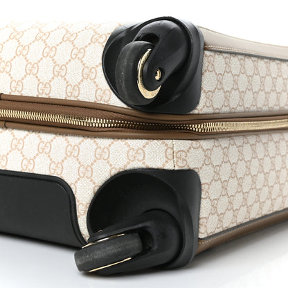 Gucci GG Supreme Monogram Four Wheel Carry On Suitcase White Brown 9 of 13
