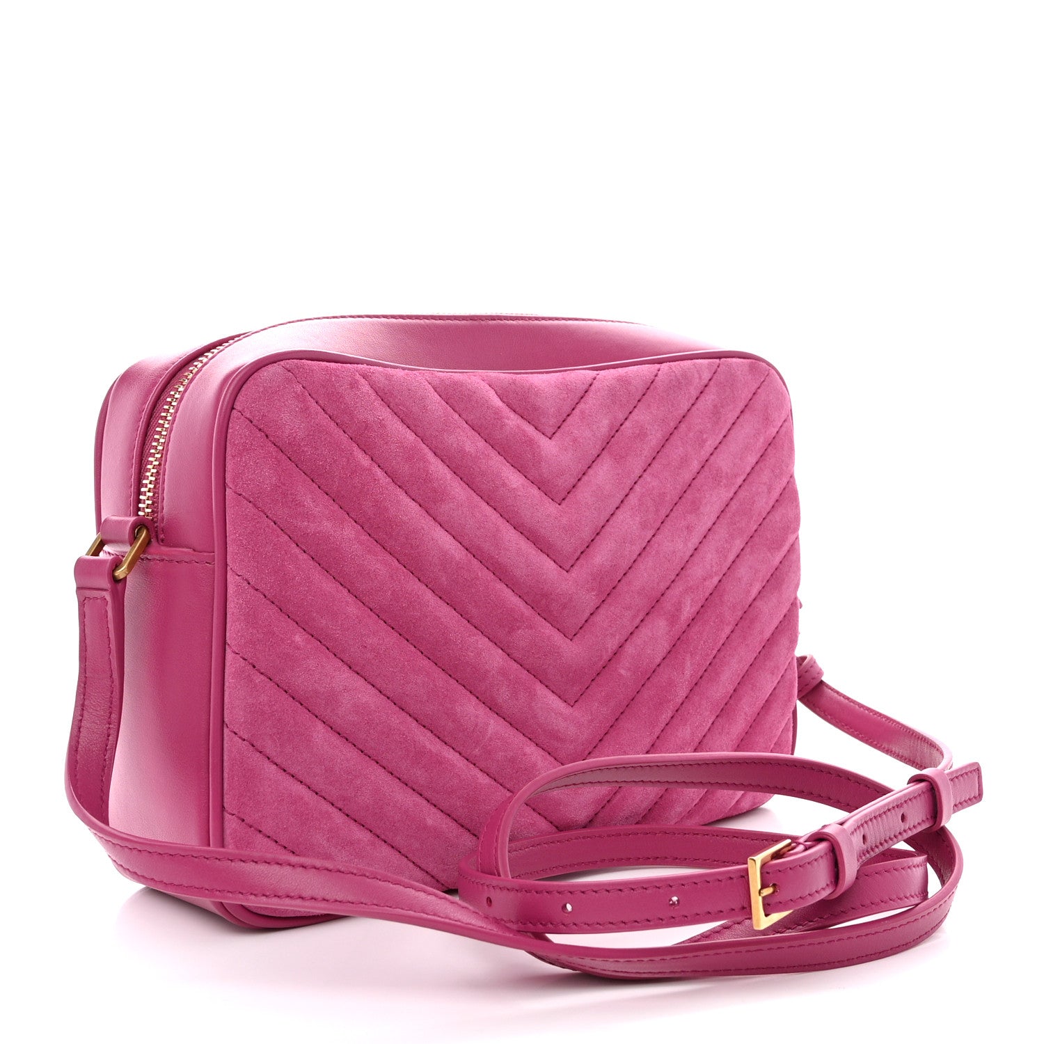 Saint Laurent Suede Matelasse Monogram Lou Camera Bag Rose 3 of 11