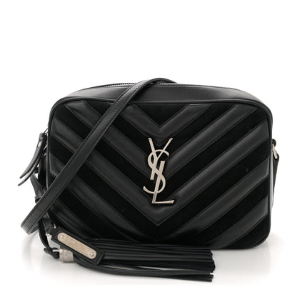 Saint Laurent Calfskin Suede Matelasse Monogram Lou Camera Bag Black 1 of 13