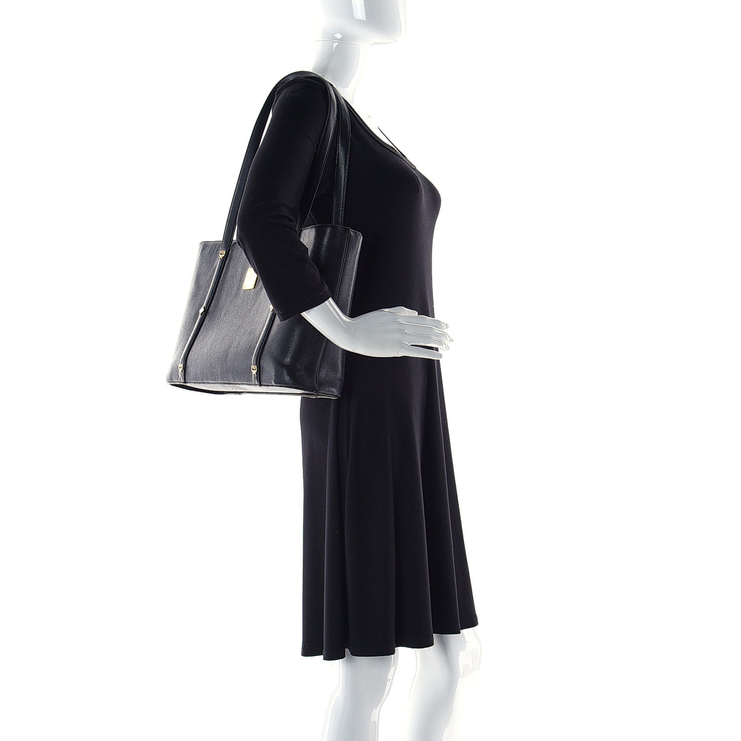 MCM Calfskin Studded Tote Black 3 of 14