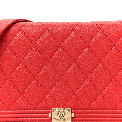 Chanel Caviar Quilted Boy Wallet On Chain WOC Red 9 of 11