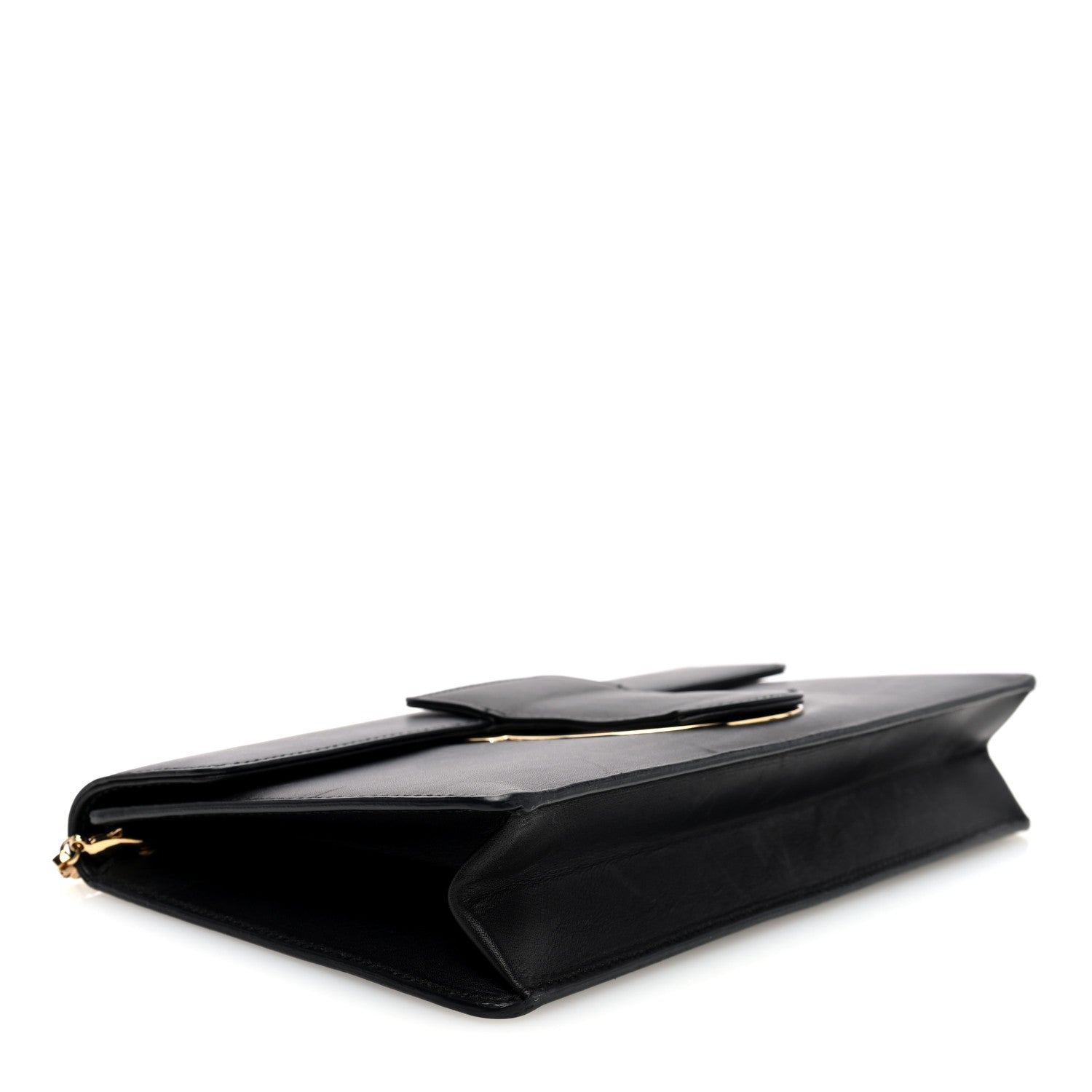 Salvatore Ferragamo Calfskin Thalia Clutch With Chain Black 4 of 9
