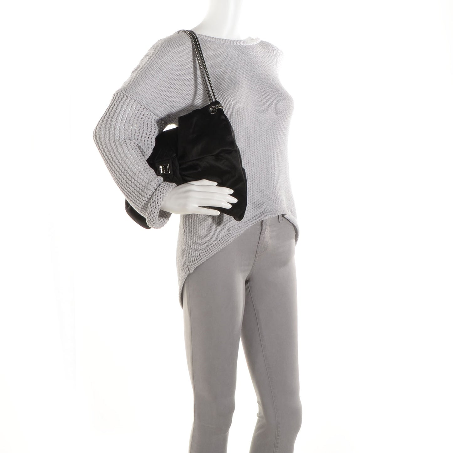 Satin Large Bow Bag Black