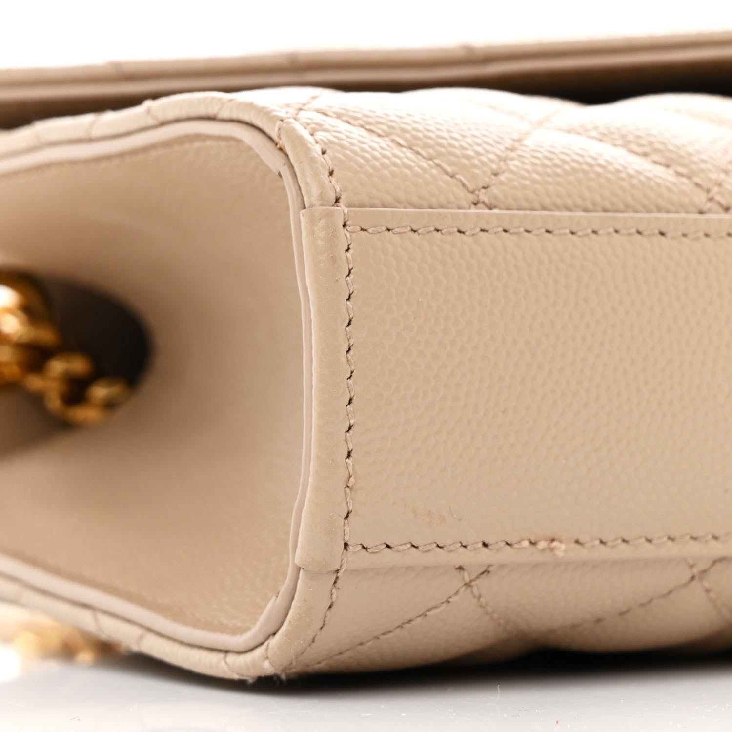 Saint Laurent Grain De Poudre Textured Mixed Matelasse Triquilt Small Monogram Satchel Dark Beige 9 of 11