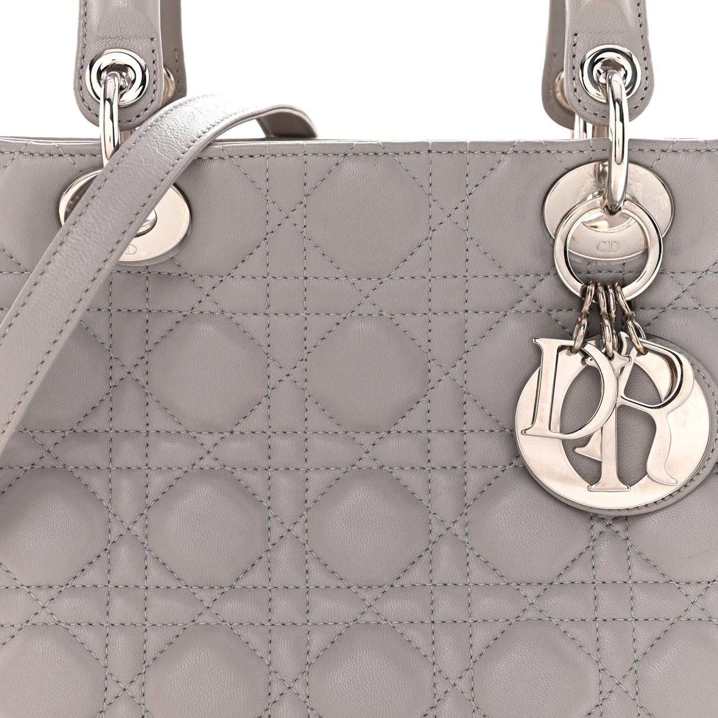 Lambskin Cannage Medium Lady Dior Grey