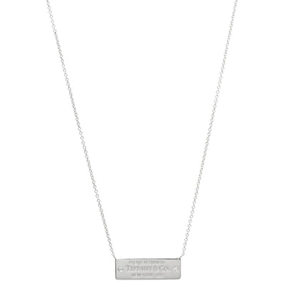 Tiffany Sterling Silver Diamond Return To Tiffany ID Pendant Necklace 1 of 6