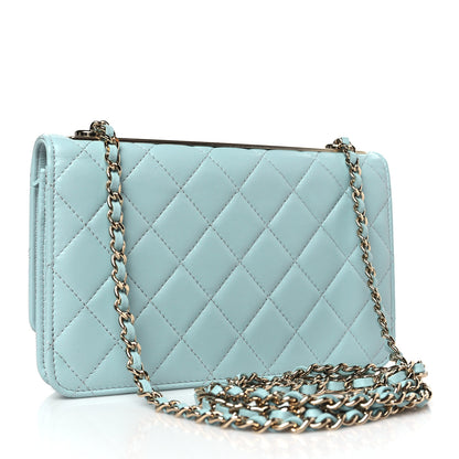 Chanel Lambskin Quilted Trendy CC Wallet On Chain WOC Light Blue 3 of 11