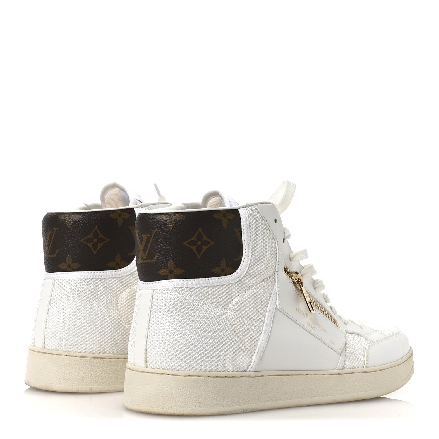 Louis Vuitton Monogram Calfskin Rivoli High Top Sneakers 10 White 5 of 8