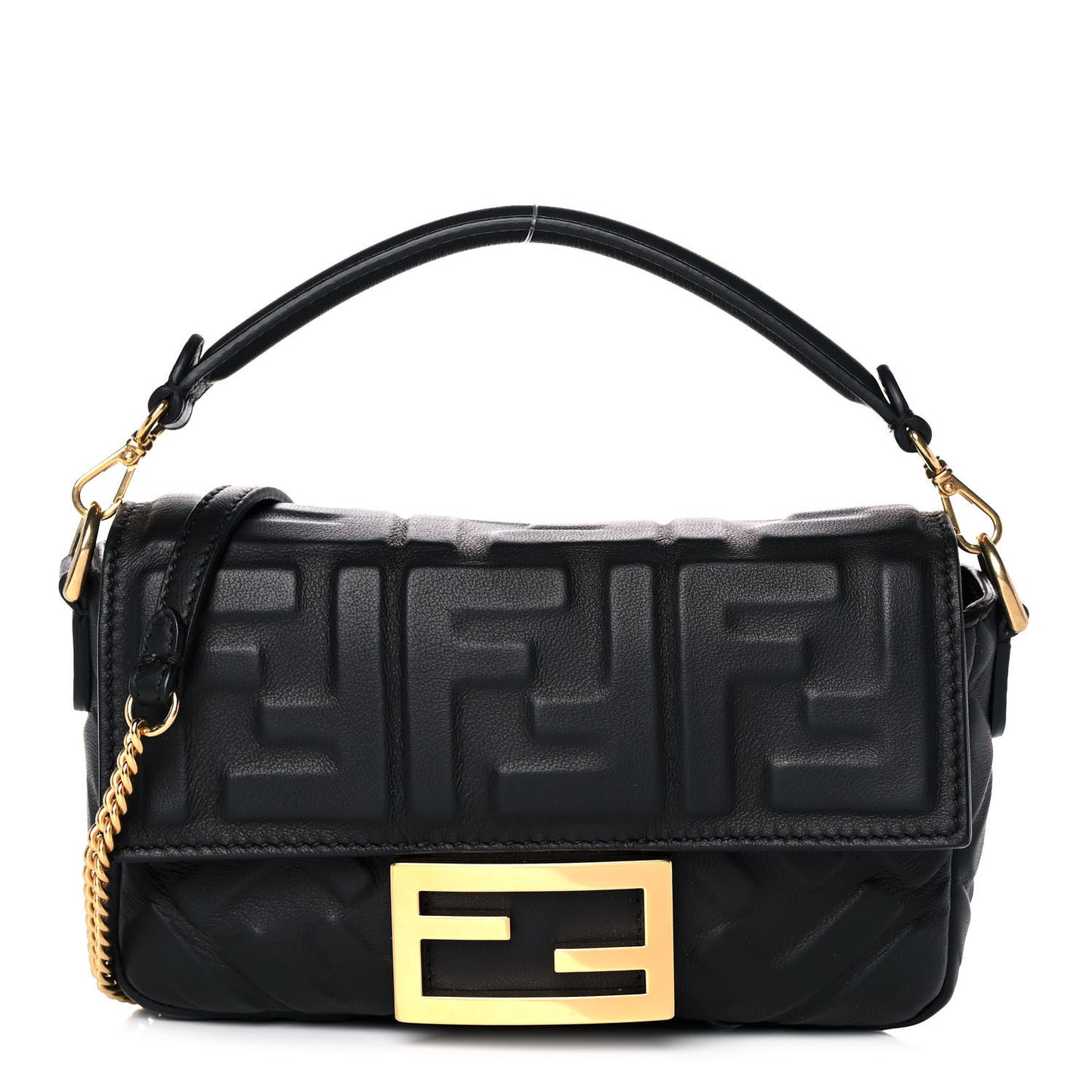 Nappa FF 1974 Embossed Mini Baguette Black