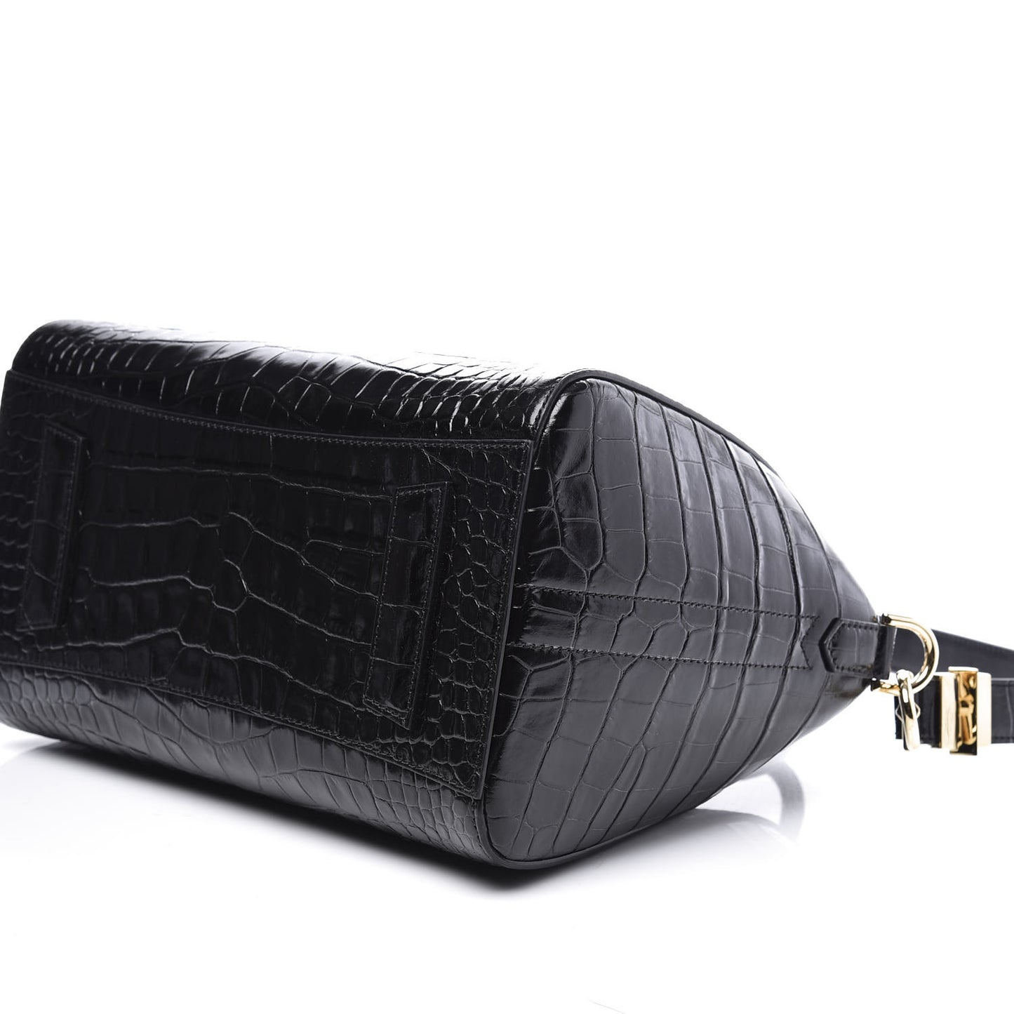 Calfskin Crocodile Embossed Small Antigona Black