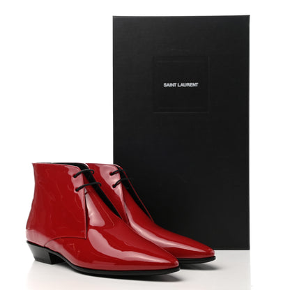Saint Laurent Patent Calfskin Joan Ankle Boots 38 Red 11 of 11