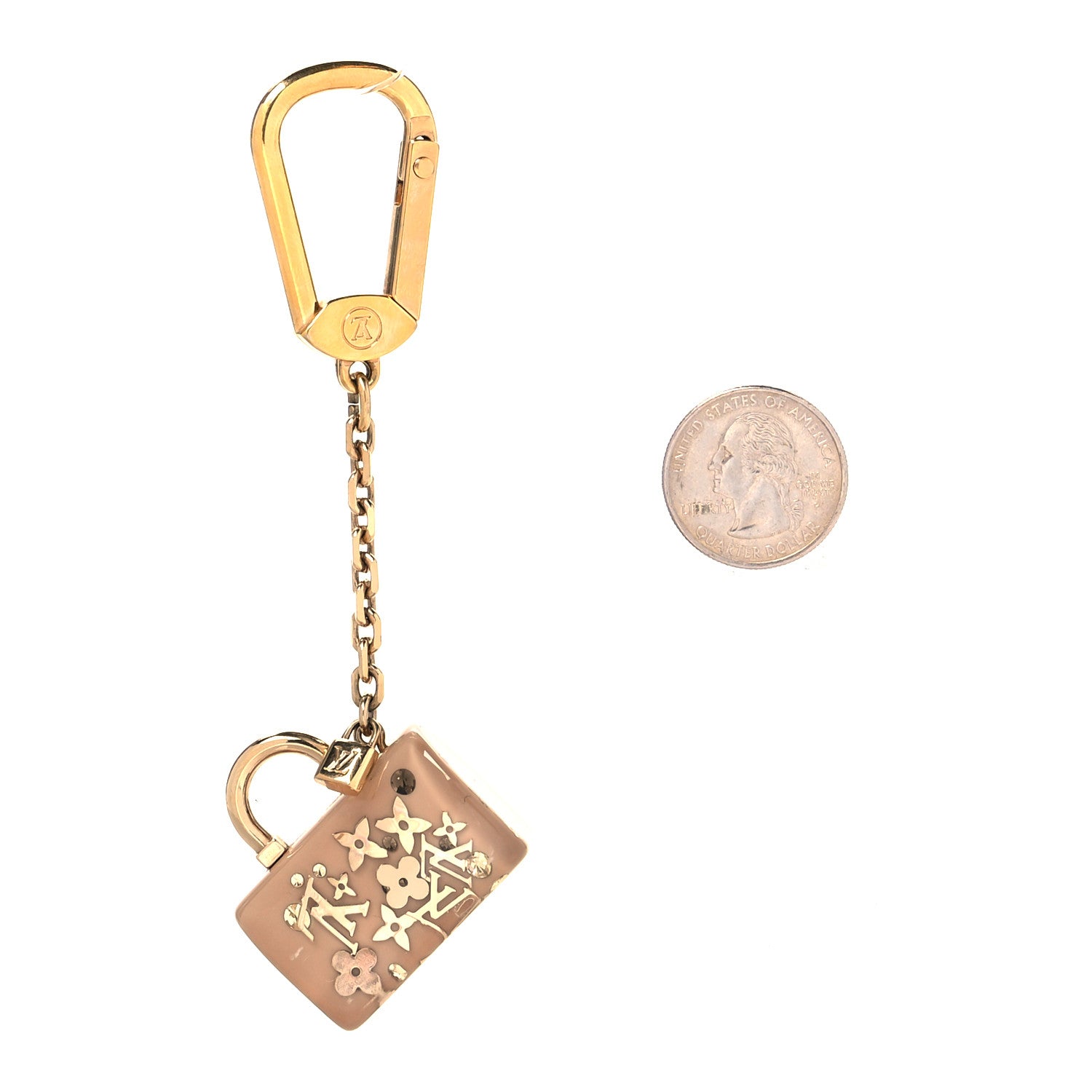 Louis Vuitton Resin Inclusion Speedy Bag Charm Key Chain Beige 4 of 4