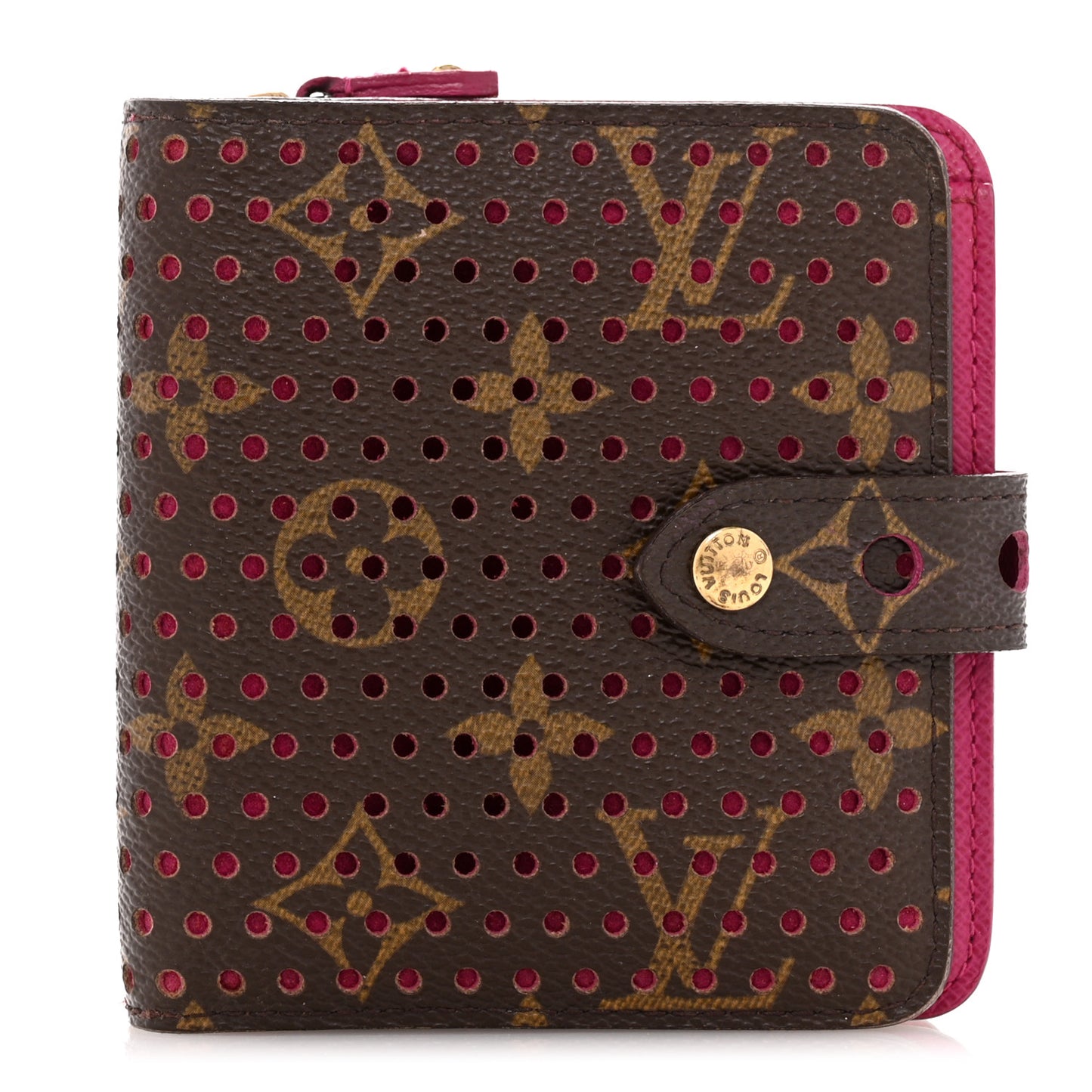 Monogram Perforated Compact Zipped Wallet Fuchsia