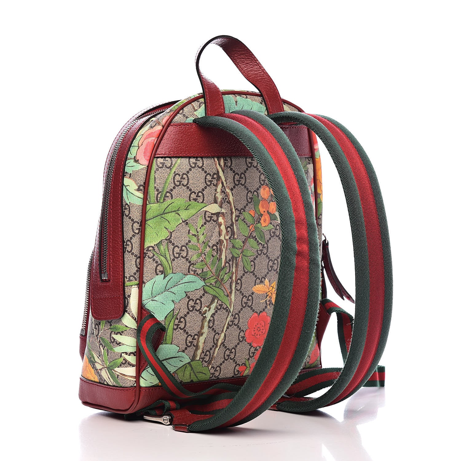 Gucci GG Supreme Monogram Tian Web Small Day Backpack Beige Multicolor Red 3 of 13