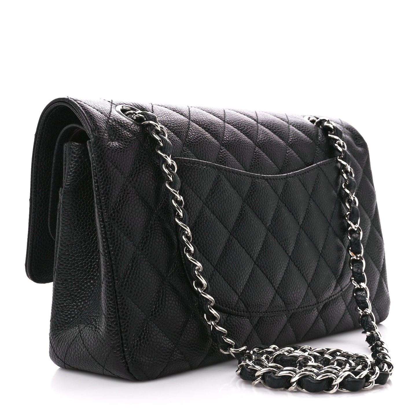 Caviar Quilted Medium Double Flap Black