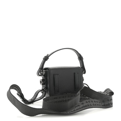 Off-White Saffiano Striped Baby Diag Binder Clip Bag Black White 3 of 12