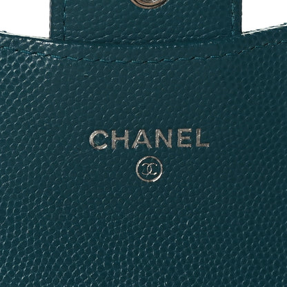 Chanel Caviar Quilted Card Holder Wallet Dark Turquoise 5 of 7