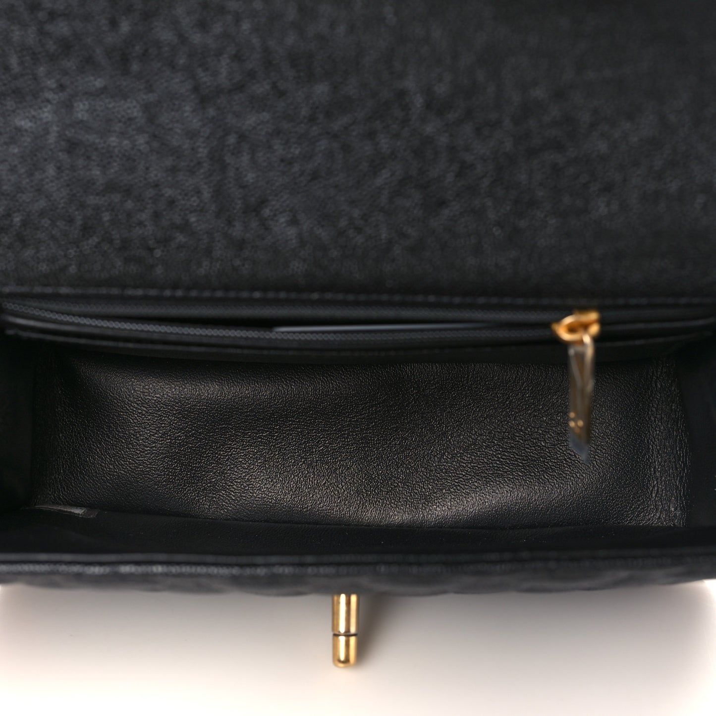 Caviar Quilted Mini Top Handle Rectangular Flap Black