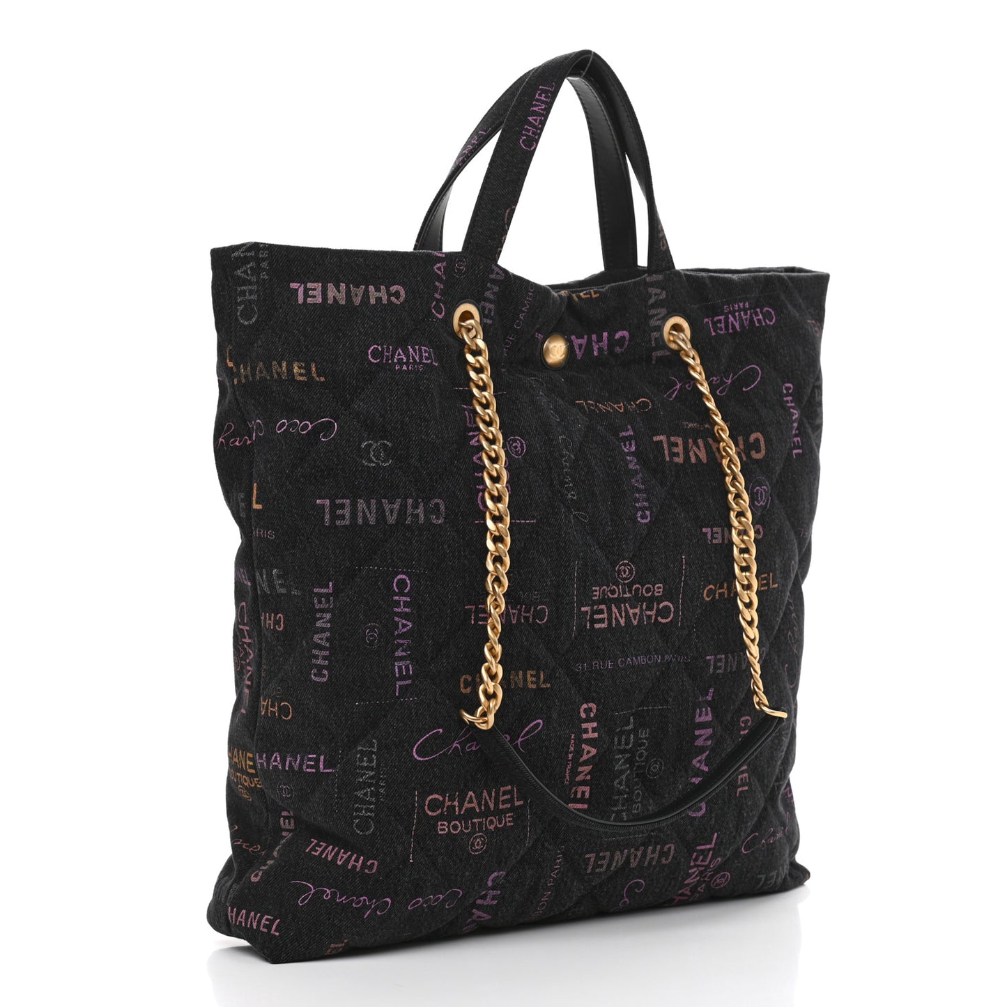 Denim Quilted Denim Mood Maxi Shopping Bag Black Multicolor