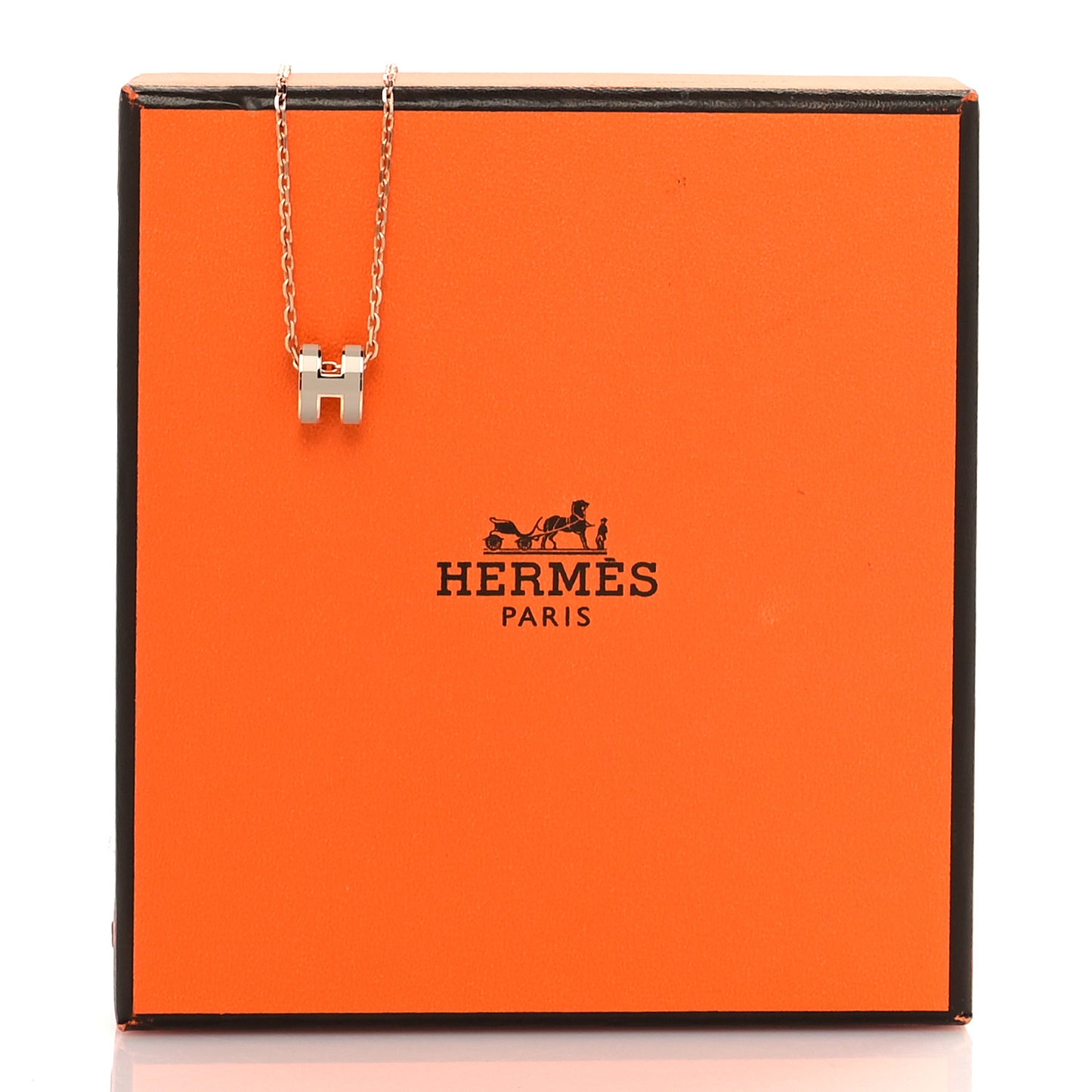 Lacquered Rose Gold Mini Pop H Pendant Necklace Marron Glace