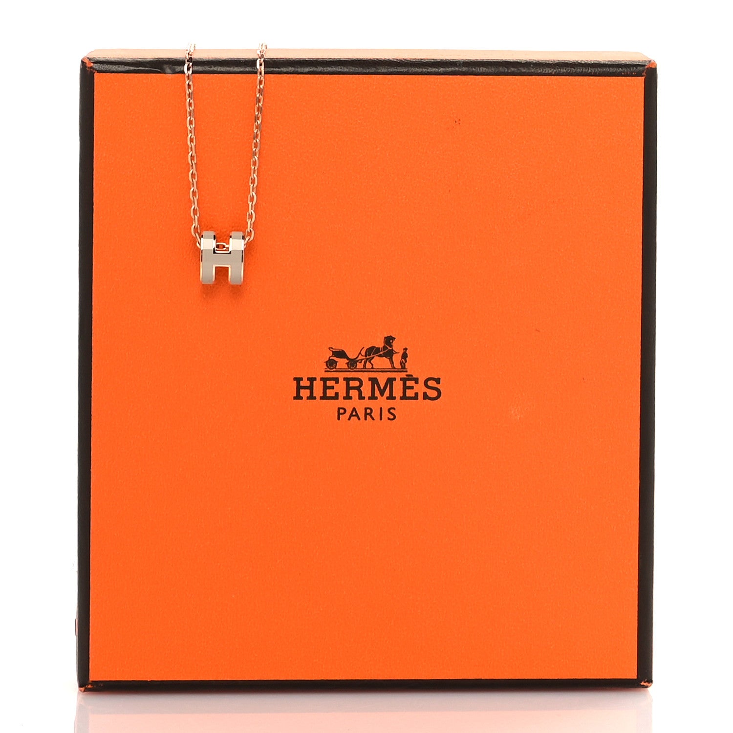 Hermes Lacquered Rose Gold Mini Pop H Pendant Necklace Marron Glace 5 of 5