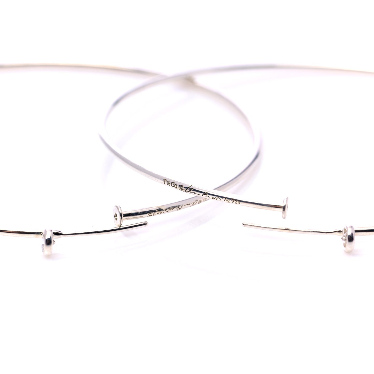 Sterling Silver Diamond Large Elsa Peretti Hoop Earrings