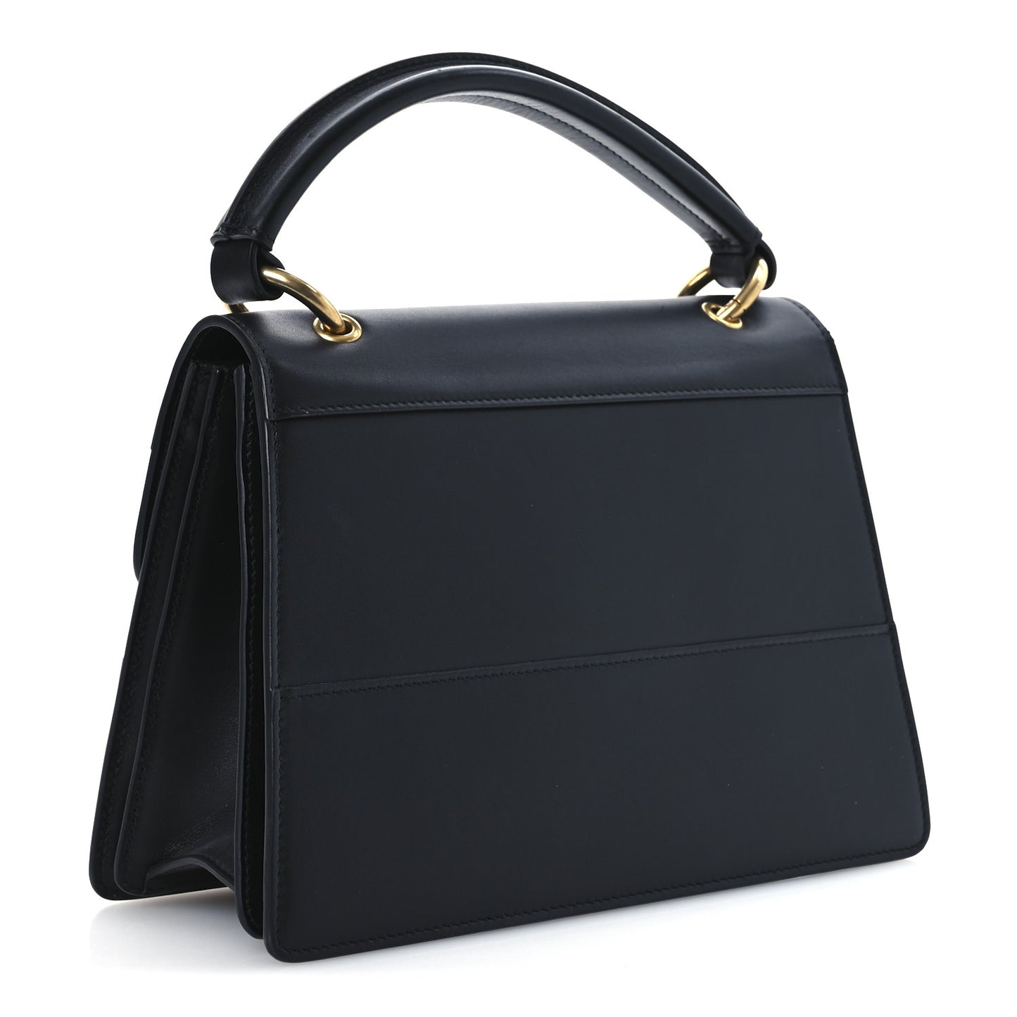 Calfskin Sylvie Web Small Queen Margaret Top Handle Bag Black