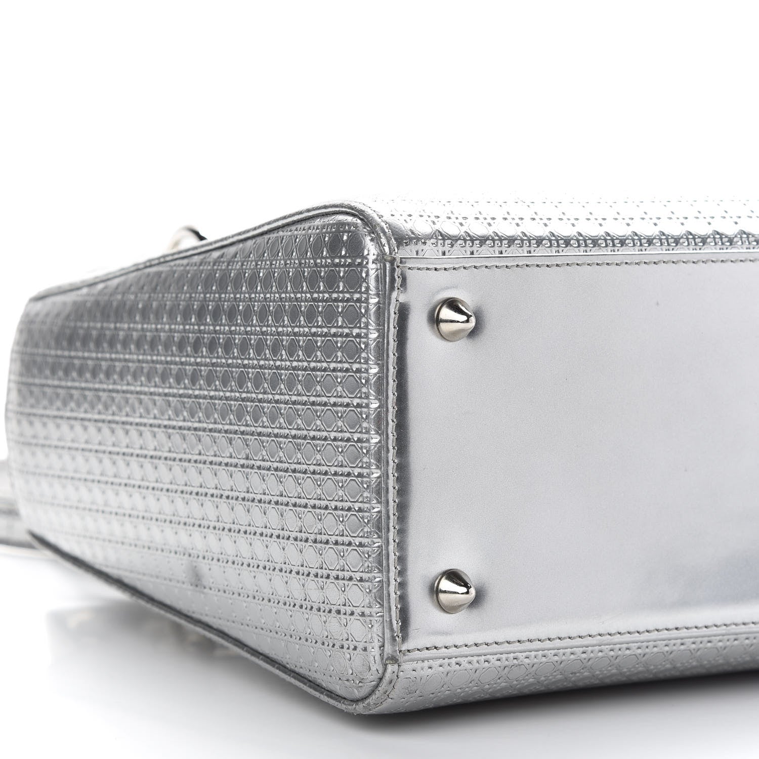 Christian Dior Metallic Patent Micro-Cannage Medium Lady Dior Silver 5 of 8