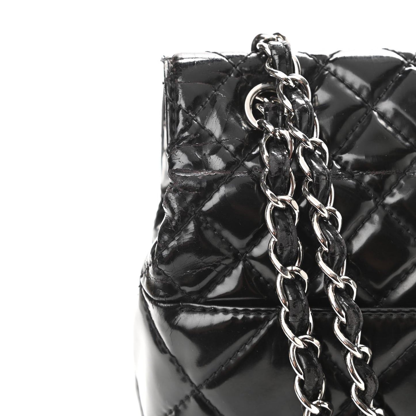 Vinyl Quilted In the Business Flap Bag Black