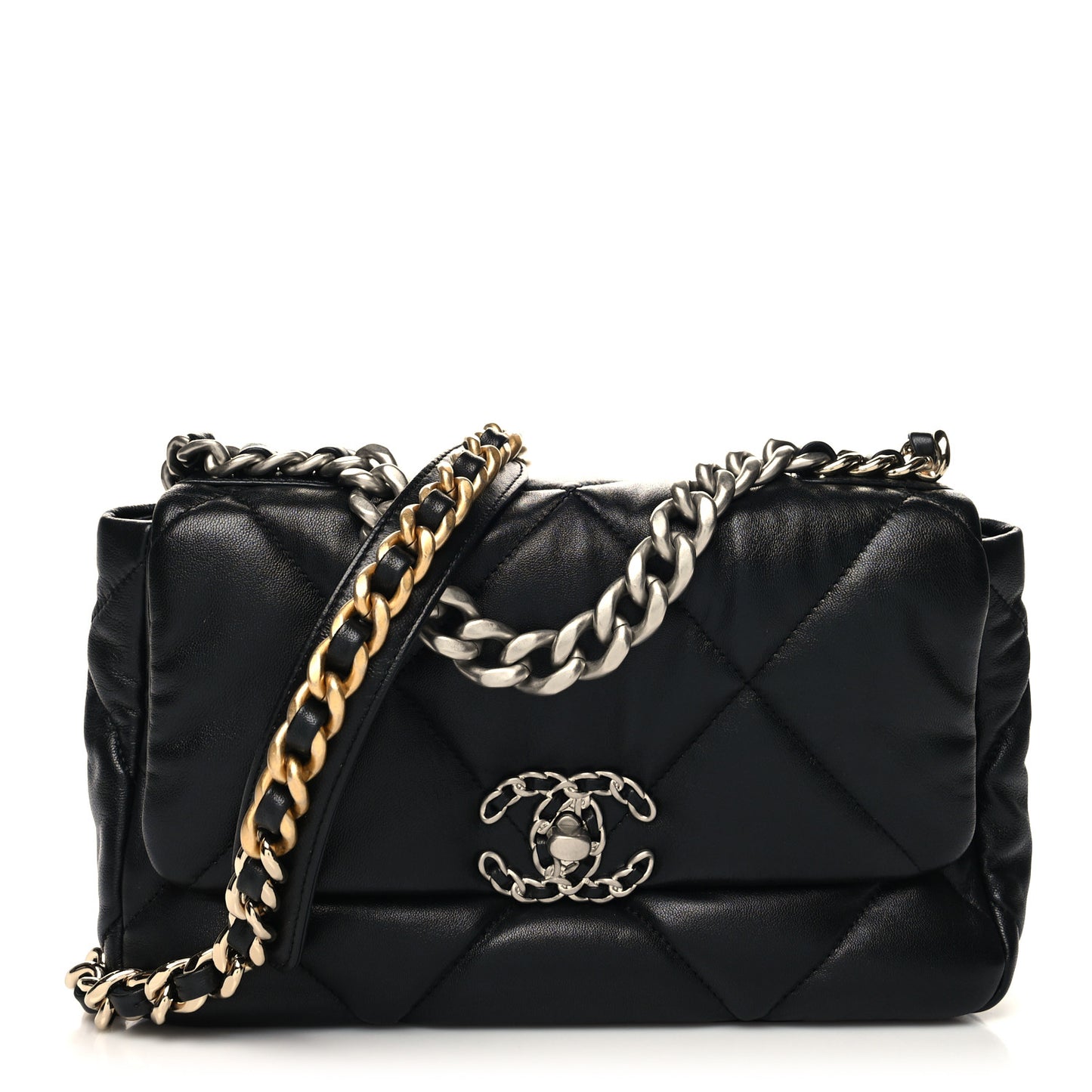 Lambskin Quilted Medium Chanel 19 Flap Black