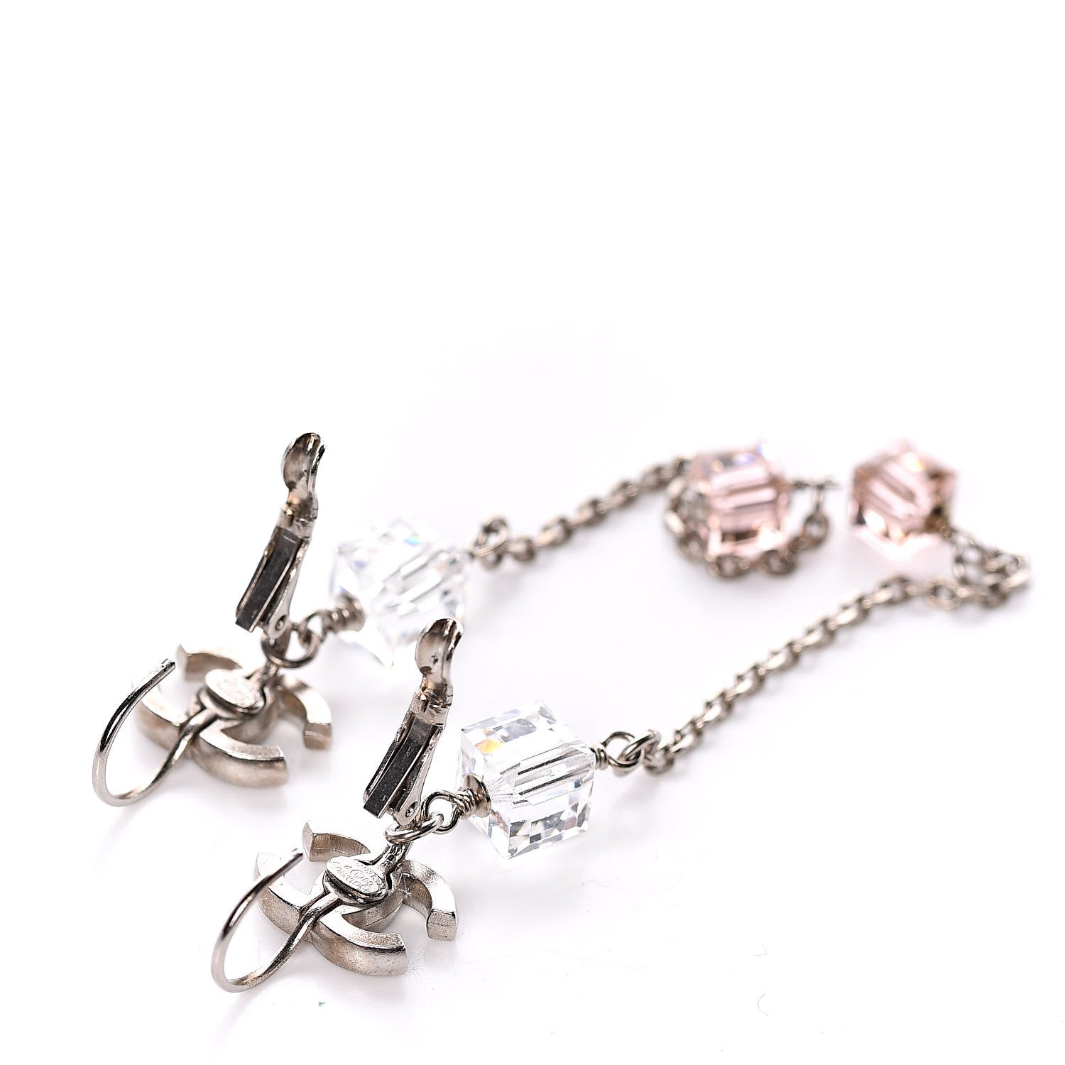 Chanel Crystal CC Dangle Earrings Vieux Rose 3 of 5