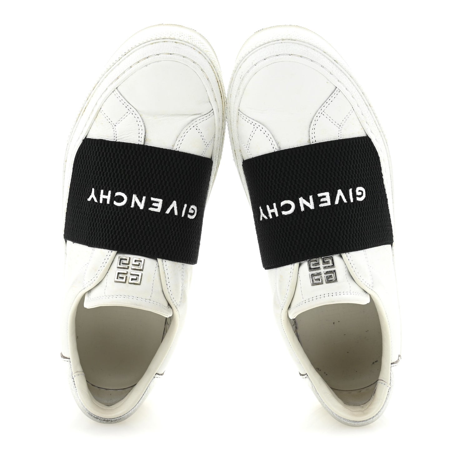 Calfskin Band Logo Womens City Sport Sneakers 37.5 White Black