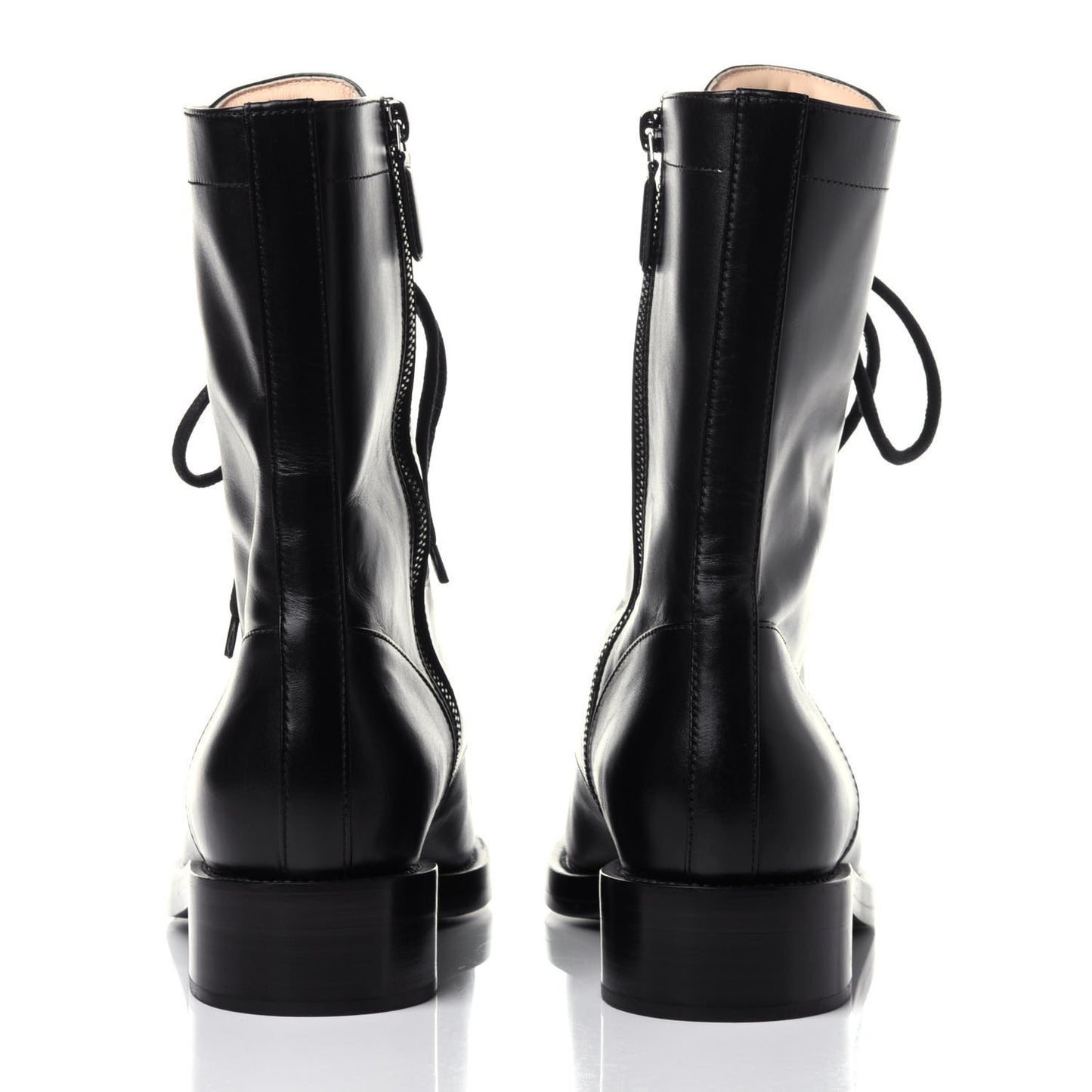 Calfskin Lace Up Combat Boots 41.5 Black