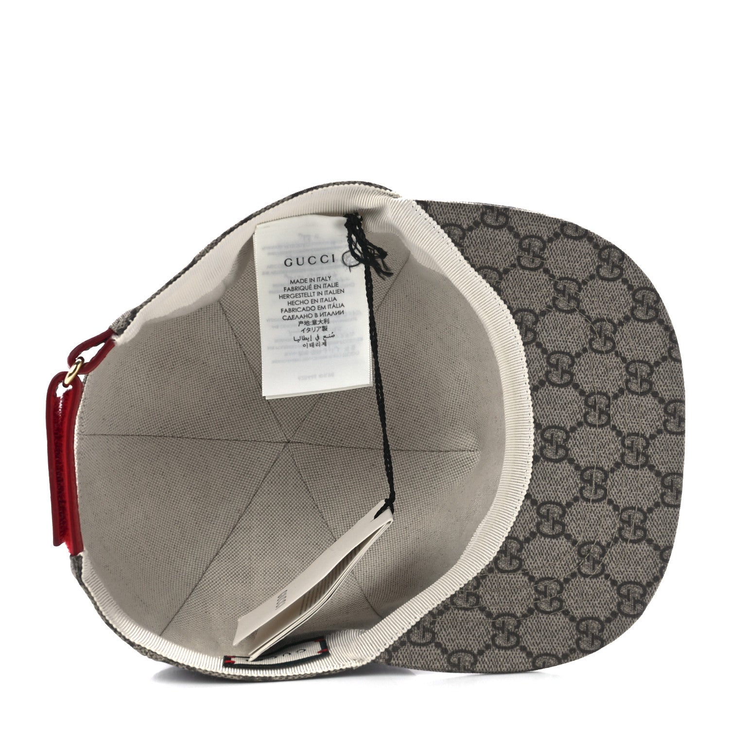 Gucci GG Supreme Monogram Apple Print Baseball Hat M Beige Red 6 of 9