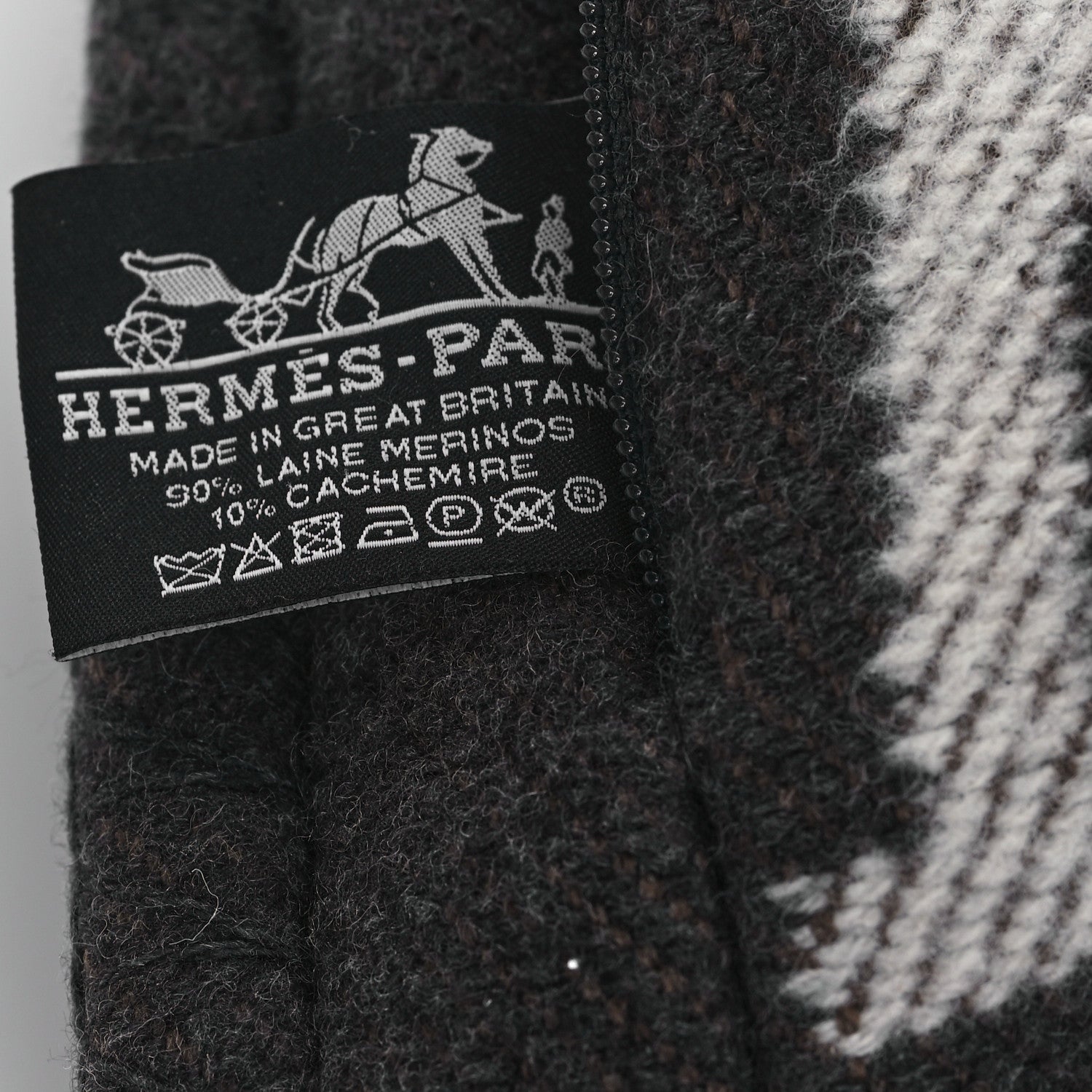 Hermes Wool Cashmere Avalon Pillow PM Ecru Gris Fonce 3 of 3