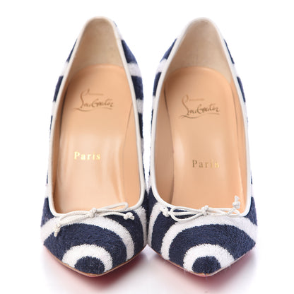 Christian Louboutin Sponge Fabric Shiny Nappa Decollete Spa 100 Pumps 36 Navy White 2 of 8