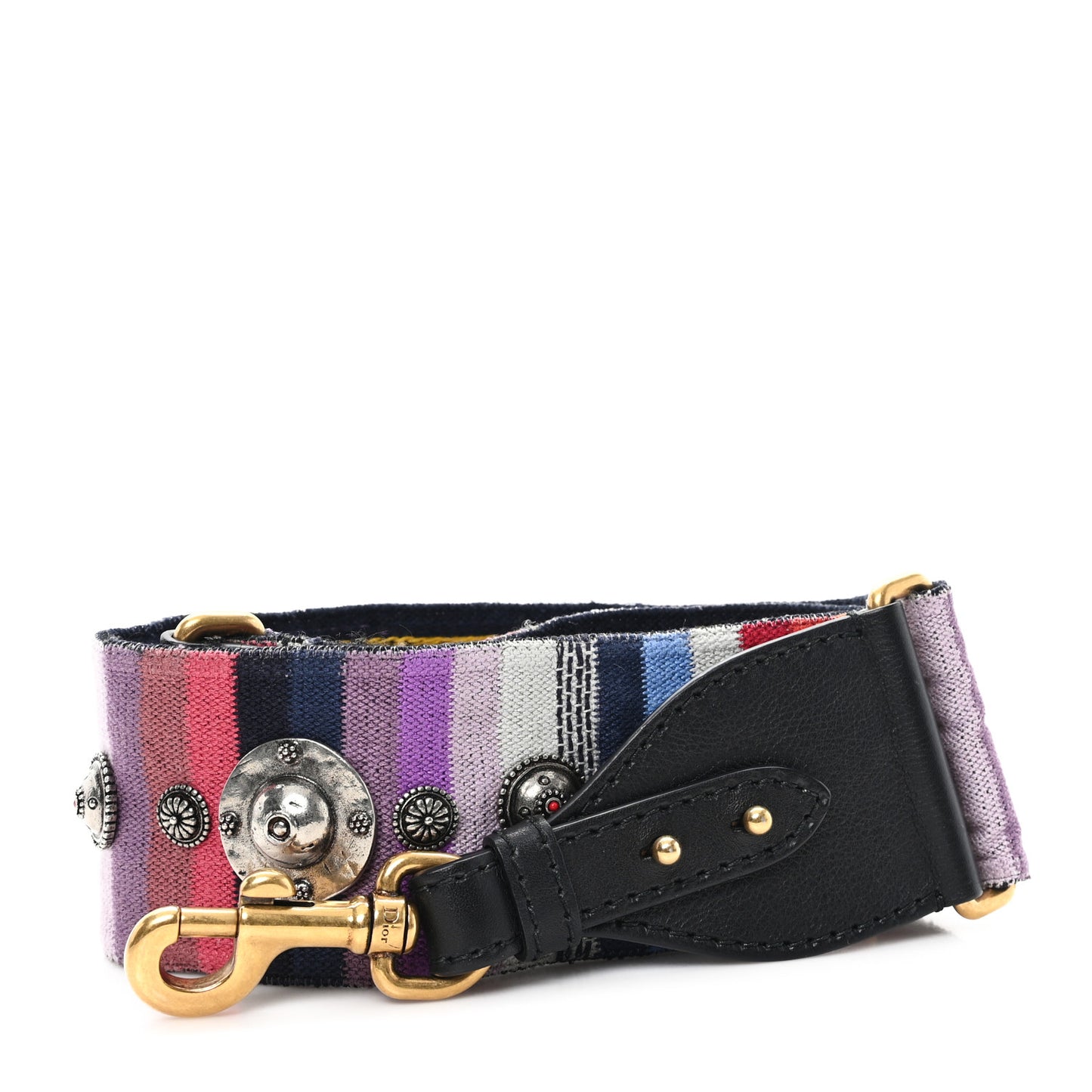Canvas Embroidered Studded Rainbow Shoulder Strap