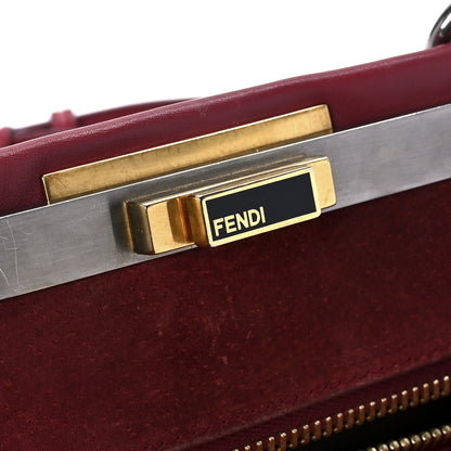 Fendi Vitello Suede Medium Peekaboo Iconic Satchel Rubino Peonia 6 of 14