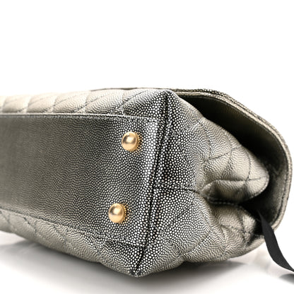 Chanel Metallic Caviar Quilted Mini Coco Handle Flap Silver 10 of 10
