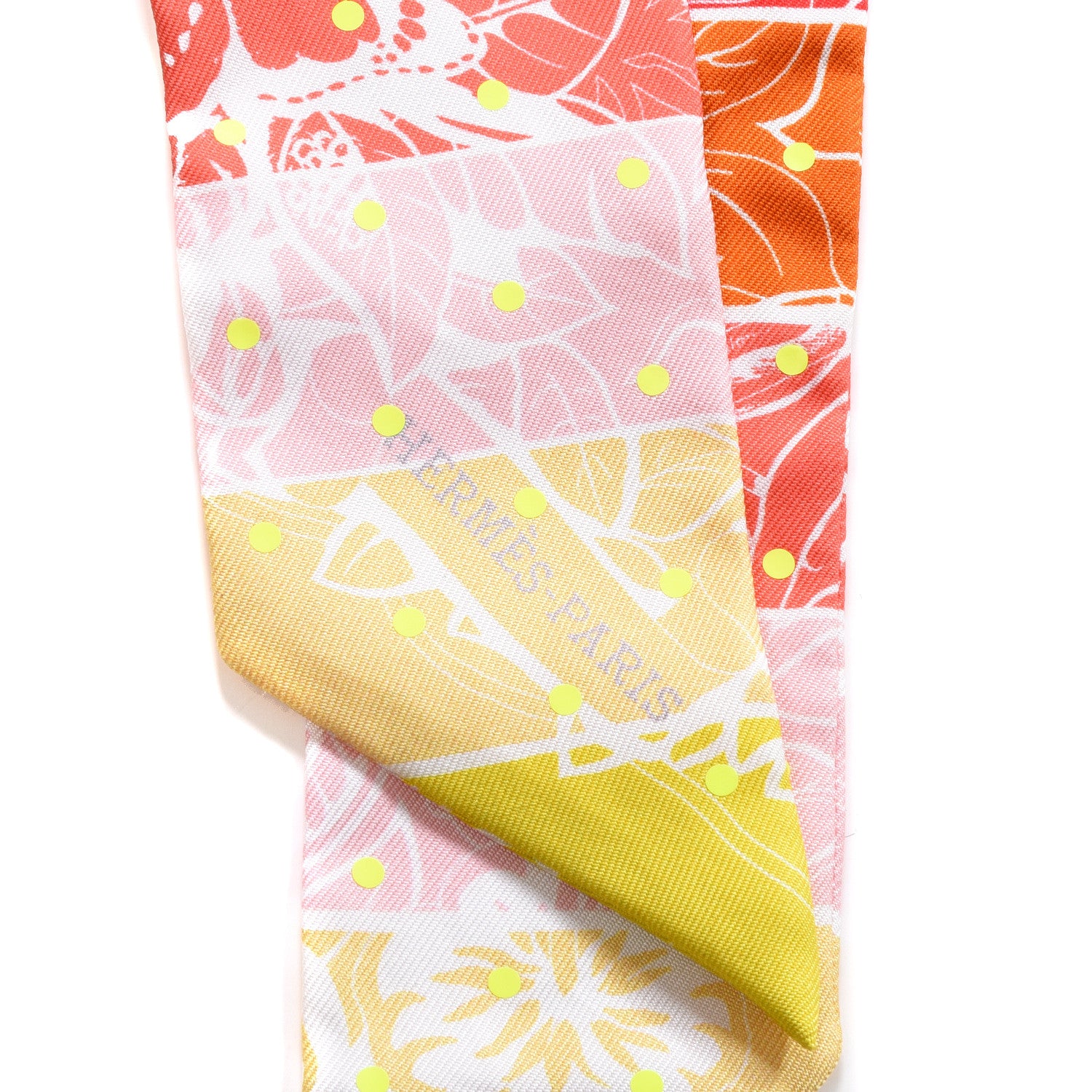 Hermes Silk Jungle Love Rainbow Twilly Vert Rose Jaune Fluo 2 of 4