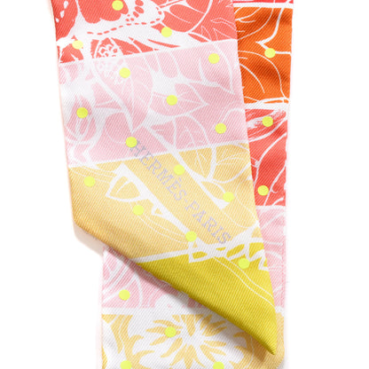 Hermes Silk Jungle Love Rainbow Twilly Vert Rose Jaune Fluo 2 of 4
