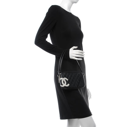 Chanel Calfskin Quilted Cambon Pochette Black White 2 of 10