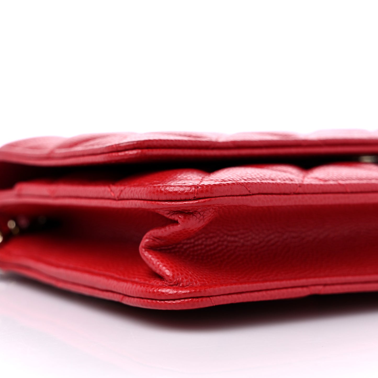 Caviar Quilted Wallet on Chain WOC Red