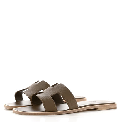 Hermes Epsom Oran Sandals 39 Etoupe 3 of 8