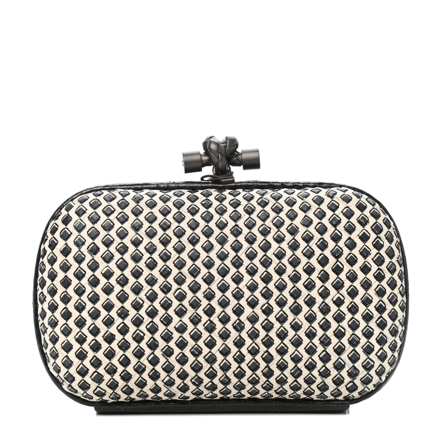 Nappa Ayers Printed Intrecciato Knot Clutch Black