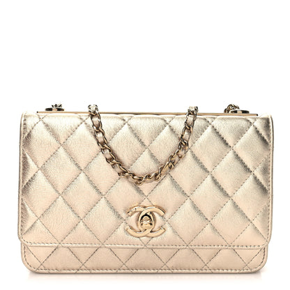 Chanel Metallic Lambskin Quilted Trendy CC Wallet On Chain WOC Gold 1 of 11