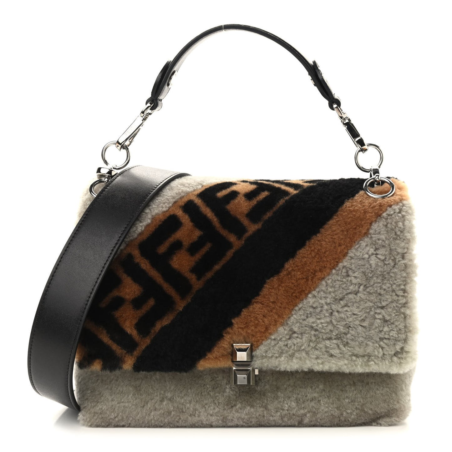 Shearling Calfskin Macro FF 1974 Diagonal Mania Kan I Shoulder Bag Multicolor