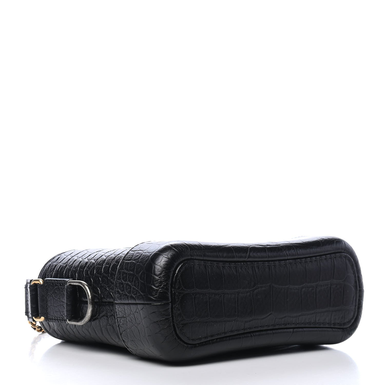 Chanel Calfskin Crocodile Embossed Small Gabrielle Cocodile Hobo Black 4 of 10